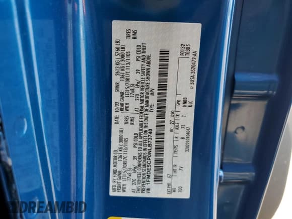 ✅ 2022 Ford Bronco • VIN: 1FMDE5CP0NLB73740 • Lot: 58896715. Listed on Copart with 54,006 mi. Free auction sales archive from the USA and detailed vehicle history report at DreamBid. Image 13.