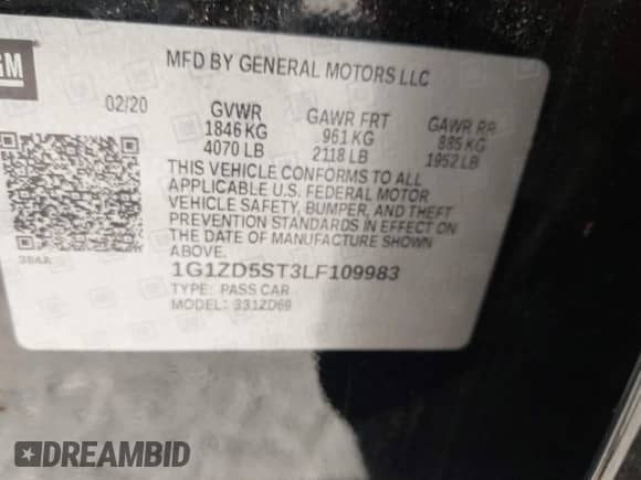 2020 Chevrolet Malibu LT с VIN 1G1ZD5ST3LF109983, выставлен на аукционе IAAI как лот 42958053 с пробегом Не указан миль и . История ставок и продаж доступна на DreamBid. Изображение 9.