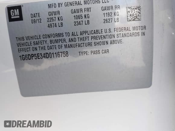 ✅ 2013 Cadillac CTS Premium • VIN: 1G6DP5E34D0116758 • Lot: 43407146. Listed on IAAI with 68,505 mi. Free auction sales archive from the USA and detailed vehicle history report at DreamBid. Image 9.