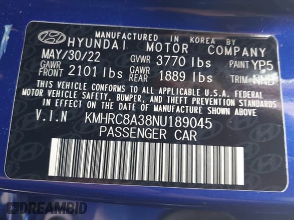 ✅ 2022 Hyundai Venue Limited • VIN: KMHRC8A38NU189045 • Lot: 42690209. Listed on IAAI with 15,121 mi. Free auction sales archive from the USA and detailed vehicle history report at DreamBid. Image 9.