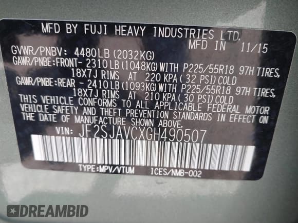 ✅ 2016 Subaru Forester Touring • VIN: JF2SJAVCXGH490507 • Lot: 42070715. Wystawiony na IAAI z przebiegiem 98 456 mil. Bezpłatny archiwum sprzedaży aukcyjnych z USA i szczegółowy raport historii pojazdu na DreamBid. Zdjęcie 9.