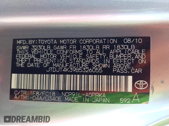 ✅ 2011 Toyota Yaris • VIN: JTDJT4K39B5326055 • Lot: 42506331. Listed on IAAI with 209,533 mi. Free auction sales archive from the USA and detailed vehicle history report at DreamBid. Image 9.