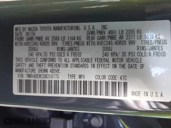 ✅ 2025 Mazda CX-50 S Premium Plus • VIN: 7MMVABEM3SN318775 • Лот: 43247854. Опубликован ранее на IAAI с пробегом 7 673 миль. Бесплатный доступ к архиву аукционных продаж из США и подробный отчёт об истории автомобиля на DreamBid. Изображение 9.