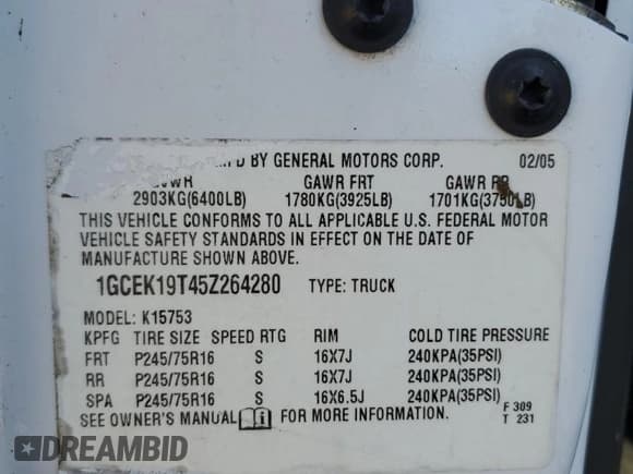 ✅ 2005 Chevrolet Silverado 1500 LT • VIN: 1GCEK19T45Z264280 • Лот: 83389384. Опубликован ранее на Copart с пробегом 143 380 миль. Бесплатный доступ к архиву аукционных продаж из США и подробный отчёт об истории автомобиля на DreamBid. Изображение 12.