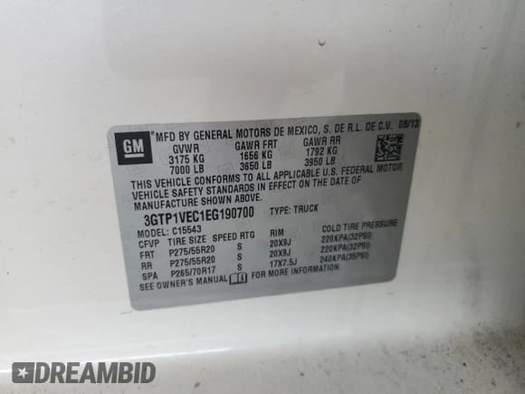 ✅ 2014 GMC Sierra 1500 SLT • VIN: 3GTP1VEC1EG190700 • Лот: 48573715. Опубликован ранее на Copart с пробегом 133 563 миль. Бесплатный доступ к архиву аукционных продаж из США и подробный отчёт об истории автомобиля на DreamBid. Изображение 12.