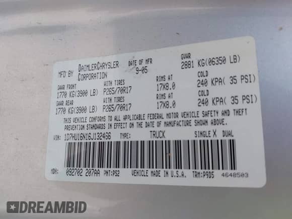 ✅ 2006 Dodge 1500 SLT • VIN: 1D7HU16N16J132466 • Лот: 42792752. Размещён на IAAI с пробегом 81 593 миль миль. Получите бесплатный доступ к архиву аукционных продаж из США и посмотрите подробный отчёт об истории автомобиля на DreamBid. Изображение 9.