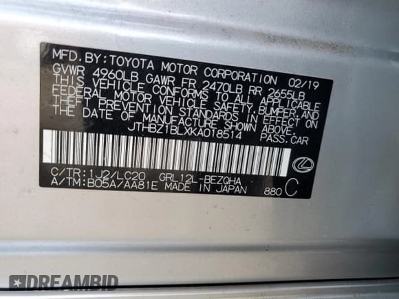 ✅ 2019 Lexus GS 350 • VIN: JTHBZ1BLXKA018514 • Лот: 56957425. Опубликован ранее на Copart с пробегом 12 597 миль. Бесплатный доступ к архиву аукционных продаж из США и подробный отчёт об истории автомобиля на DreamBid. Изображение 12.