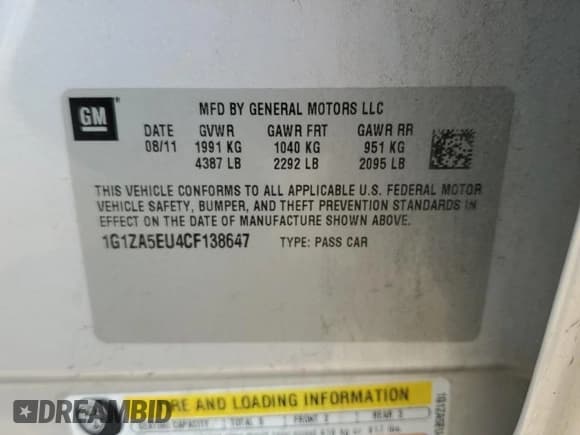 ✅ 2012 Chevrolet Malibu 1FL • VIN: 1G1ZA5EU4CF138647 • Lot: 71403534. Listed on Copart with 138,752 mi. Free auction sales archive from the USA and detailed vehicle history report at DreamBid. Image 12.