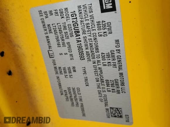 ✅ 2010 GMC Savana Cargo • VIN: 1GT2GUBA1A1903593 • Lot: 88456525. Wystawiony na Copart z przebiegiem 355 186 mil. Bezpłatny archiwum sprzedaży aukcyjnych z USA i szczegółowy raport historii pojazdu na DreamBid. Zdjęcie 13.