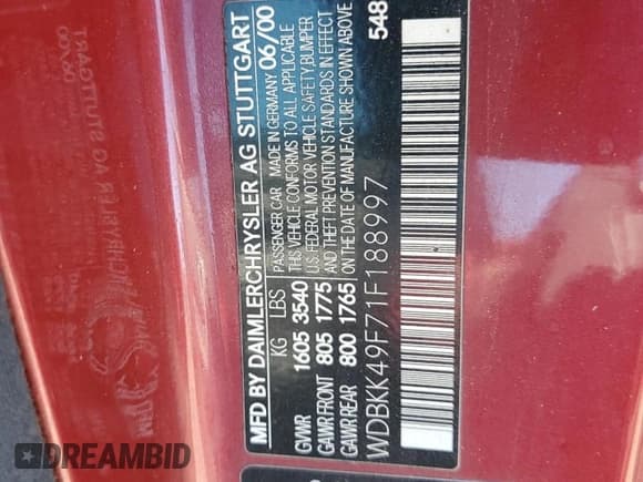 ✅ 2001 Mercedes-Benz SLK 230 Kompressor • VIN: WDBKK49F71F188997 • Lot: 84657405. Wystawiony na Copart z przebiegiem 182 254 mil. Bezpłatny archiwum sprzedaży aukcyjnych z USA i szczegółowy raport historii pojazdu na DreamBid. Zdjęcie 12.