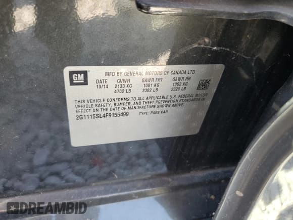 ✅ 2015 Chevrolet Impala LT • VIN: 2G1115SL4F9155499 • Лот: 78323624. Опубликован ранее на Copart с пробегом 136 919 миль. Бесплатный доступ к архиву аукционных продаж из США и подробный отчёт об истории автомобиля на DreamBid. Изображение 12.