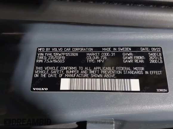 ✅ 2023 Volvo XC60 Plus Dark Theme • VIN: YV4L12RW7P1253928 • Lot: 41995098. Listed on IAAI with 36,211 mi. Free auction sales archive from the USA and detailed vehicle history report at DreamBid. Image 9.