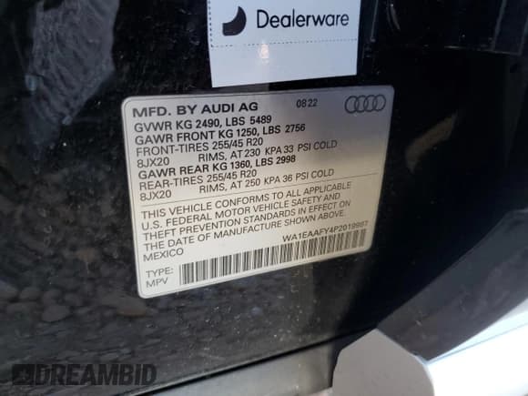 ✅ 2023 Audi Q5 S line Premium Plus • VIN: WA1EAAFY4P2019987 • Лот: 59900015. Опубликован ранее на Copart с пробегом 23 663 миль. Бесплатный доступ к архиву аукционных продаж из США и подробный отчёт об истории автомобиля на DreamBid. Изображение 14.