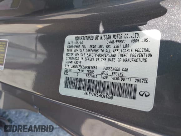 ✅ 2017 Infiniti Q60 Premium • VIN: JN1EV7EK5HM361659 • Lot: 42604845. Wystawiony na IAAI z przebiegiem 90 202 mil. Bezpłatny archiwum sprzedaży aukcyjnych z USA i szczegółowy raport historii pojazdu na DreamBid. Zdjęcie 9.