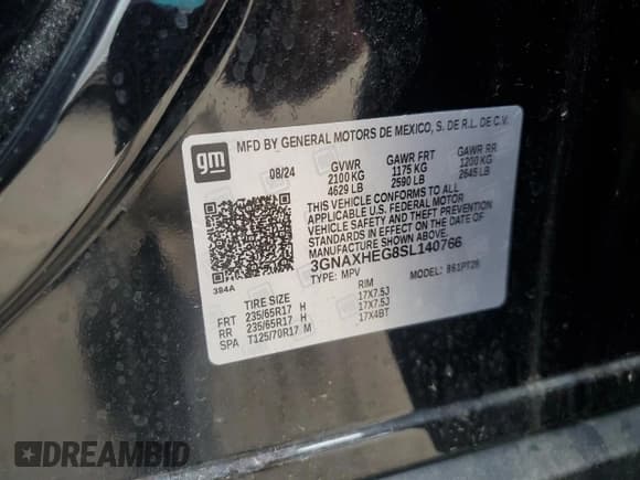 ✅ 2025 Chevrolet Equinox FWD LT • VIN: 3GNAXHEG8SL140766 • Лот: 81571755. Опубликован ранее на Copart с пробегом 4 967 миль. Бесплатный доступ к архиву аукционных продаж из США и подробный отчёт об истории автомобиля на DreamBid. Изображение 13.