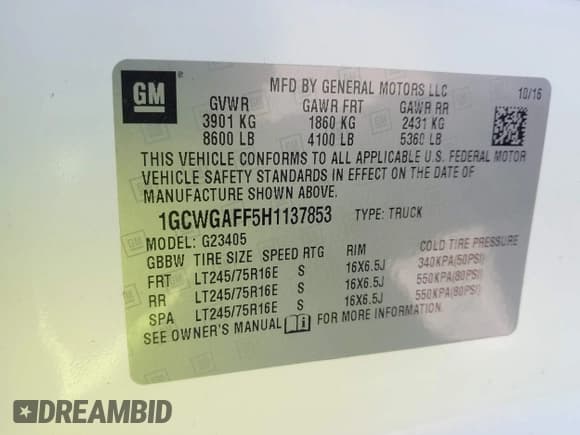 ✅ 2017 Chevrolet Express Cargo • VIN: 1GCWGAFF5H1137853 • Lot: 43165672. Listed on IAAI with 184,577 mi. Free auction sales archive from the USA and detailed vehicle history report at DreamBid. Image 9.