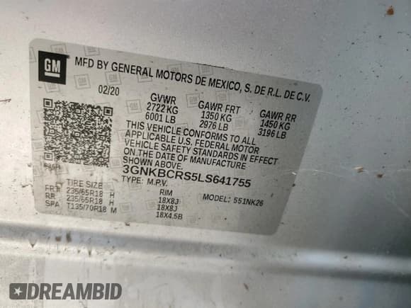 ✅ 2020 Chevrolet Blazer LT • VIN: 3GNKBCRS5LS641755 • Lot: 87451945. Listed on Copart with Not provided. Free auction sales archive from the USA and detailed vehicle history report at DreamBid. Image 13.