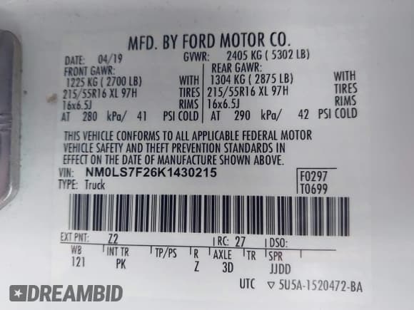 ✅ 2019 Ford Transit Connect XLT • VIN: NM0LS7F26K1430215 • Lot: 43632571. Listed on IAAI with 137,918 mi. Free auction sales archive from the USA and detailed vehicle history report at DreamBid. Image 9.