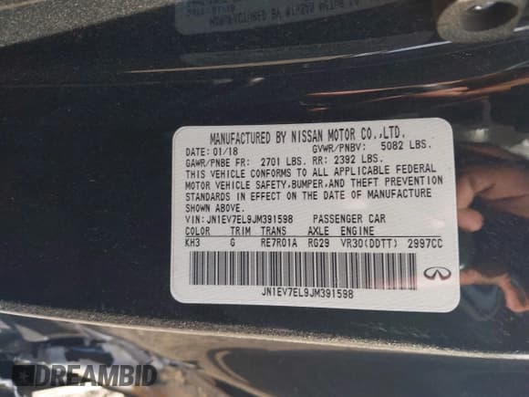 ✅ 2018 Infiniti Q60 Luxe • VIN: JN1EV7EL9JM391598 • Lot: 42137669. Wystawiony na IAAI z przebiegiem 75 000 mil. Bezpłatny archiwum sprzedaży aukcyjnych z USA i szczegółowy raport historii pojazdu na DreamBid. Zdjęcie 9.