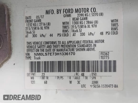 ✅ 2017 Ford Transit Connect XL • VIN: NM0LS7E73H1336170 • Lot: 43509532. Wystawiony na IAAI z przebiegiem 261 976 mil. Bezpłatny archiwum sprzedaży aukcyjnych z USA i szczegółowy raport historii pojazdu na DreamBid. Zdjęcie 9.