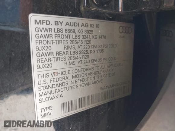 ✅ 2018 Audi Q7 Prestige • VIN: WA1VAAF70JD038278 • Лот: 43411230. Опубликован ранее на IAAI с пробегом Не указан. Бесплатный доступ к архиву аукционных продаж из США и подробный отчёт об истории автомобиля на DreamBid. Изображение 9.