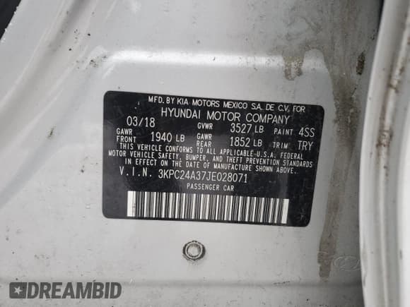 ✅ 2018 Hyundai Accent SEL • VIN: 3KPC24A37JE028071 • Лот: 85976434. Опубликован ранее на Copart с пробегом Не указан. Бесплатный доступ к архиву аукционных продаж из США и подробный отчёт об истории автомобиля на DreamBid. Изображение 12.