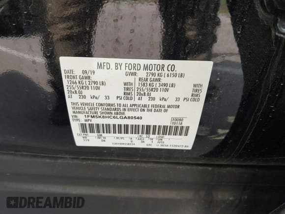 ✅ 2020 Ford Explorer Platinum • VIN: 1FM5K8HC6LGA80540 • Lot: 43241286. Wystawiony na IAAI z przebiegiem 82 269 mil. Bezpłatny archiwum sprzedaży aukcyjnych z USA i szczegółowy raport historii pojazdu na DreamBid. Zdjęcie 9.