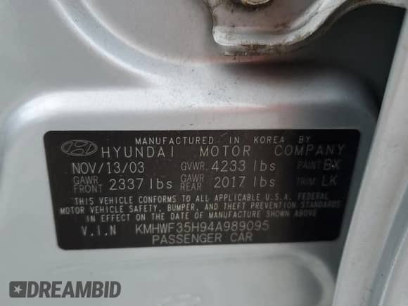 2004 Hyundai Sonata GLS с VIN KMHWF35H94A989095, выставлен на аукционе Copart как лот 80367934 с пробегом 106 916 миль миль и Списание • Salvage title. История ставок и продаж доступна на DreamBid. Изображение 12.