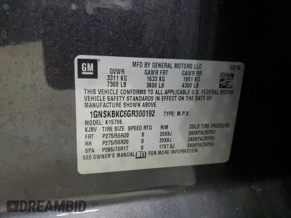 2016 Chevrolet Tahoe LT z VIN 1GNSKBKC6GR300192, wystawiony jako Copart lot #91616445 z przebiegiem 182 596 mil mil oraz Czysty tytuł • Clean title. Historia ofert i sprzedaży dostępna na DreamBid. Obrazek 13.