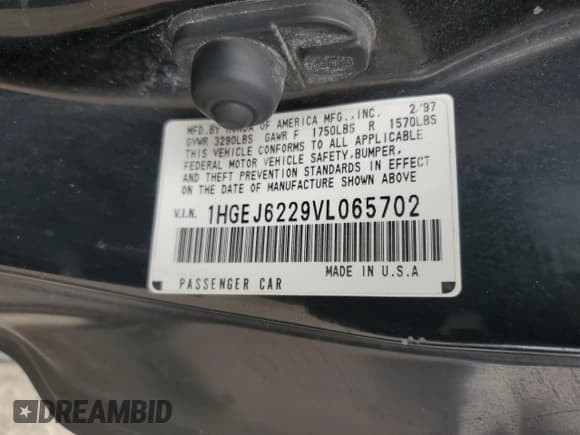 ✅ 1997 Honda Civic DX • VIN: 1HGEJ6229VL065702 • Lot: 48836445. Wystawiony na Copart z przebiegiem 198 638 mil. Bezpłatny archiwum sprzedaży aukcyjnych z USA i szczegółowy raport historii pojazdu na DreamBid. Zdjęcie 12.