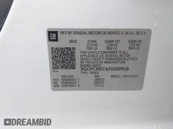 ✅ 2018 Chevrolet Silverado 1500 LT • VIN: 3GCPCREC4JG530918 • Лот: 43580005. Опубликован ранее на IAAI с пробегом Не указан. Бесплатный доступ к архиву аукционных продаж из США и подробный отчёт об истории автомобиля на DreamBid. Изображение 9.