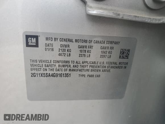 ✅ 2016 Chevrolet Impala LS • VIN: 2G11X5SA4G9161351 • Лот: 72765084. Опубликован ранее на Copart с пробегом 115 603 миль. Бесплатный доступ к архиву аукционных продаж из США и подробный отчёт об истории автомобиля на DreamBid. Изображение 15.