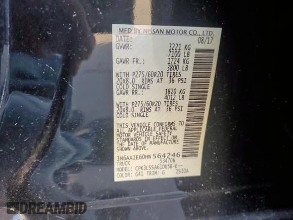 ✅ 2017 Nissan Titan SL • VIN: 1N6AA1E60HN564246 • Лот: 80580345. Опубликован ранее на Copart с пробегом 114 903 миль. Бесплатный доступ к архиву аукционных продаж из США и подробный отчёт об истории автомобиля на DreamBid. Изображение 12.