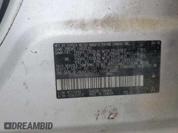 ✅ 2010 Toyota RAV4 Limited • VIN: 2T3YK4DV1AW006560 • Лот: 82259565. Опубликован ранее на Copart с пробегом Не указан. Бесплатный доступ к архиву аукционных продаж из США и подробный отчёт об истории автомобиля на DreamBid. Изображение 13.