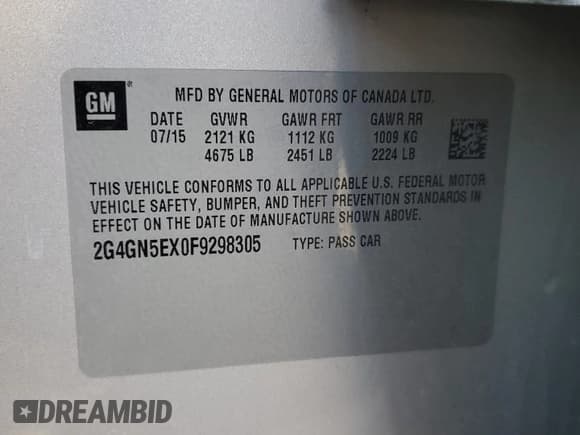 ✅ 2015 Buick Regal Premium I • VIN: 2G4GN5EX0F9298305 • Lot: 92389345. Listed on Copart with 122,377 mi. Free auction sales archive from the USA and detailed vehicle history report at DreamBid. Image 12.