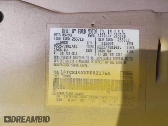 ✅ 1993 Ford Ranger STX • VIN: 1FTCR14XXPPB21765 • Lot: 42470117. Wystawiony na IAAI z przebiegiem 9 303 mil. Bezpłatny archiwum sprzedaży aukcyjnych z USA i szczegółowy raport historii pojazdu na DreamBid. Zdjęcie 9.