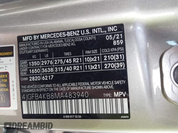 ✅ 2021 Mercedes-Benz GLE 350 • VIN: 4JGFB4KB8MA483940 • Lot: 43468691. Wystawiony na IAAI z przebiegiem 64 914 mil. Bezpłatny archiwum sprzedaży aukcyjnych z USA i szczegółowy raport historii pojazdu na DreamBid. Zdjęcie 9.