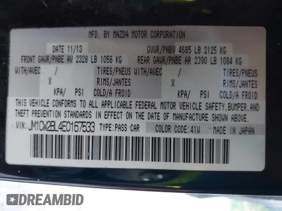 ✅ 2014 Mazda 5 Sport • VIN: JM1CW2BL4E0167533 • Лот: 42995551. Опубликован ранее на IAAI с пробегом 80 496 миль. Бесплатный доступ к архиву аукционных продаж из США и подробный отчёт об истории автомобиля на DreamBid. Изображение 9.