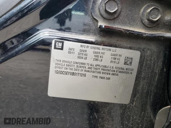 ✅ 2011 Cadillac CTS • VIN: 1G6DC5EYXB0171316 • Лот: 59926945. Опубликован ранее на Copart с пробегом Не указан. Бесплатный доступ к архиву аукционных продаж из США и подробный отчёт об истории автомобиля на DreamBid. Изображение 12.