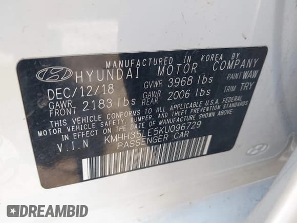 ✅ 2019 Hyundai Elantra • VIN: KMHH35LE5KU096729 • Лот: 42879943. Опубликован ранее на IAAI с пробегом 95 844 миль. Бесплатный доступ к архиву аукционных продаж из США и подробный отчёт об истории автомобиля на DreamBid. Изображение 9.