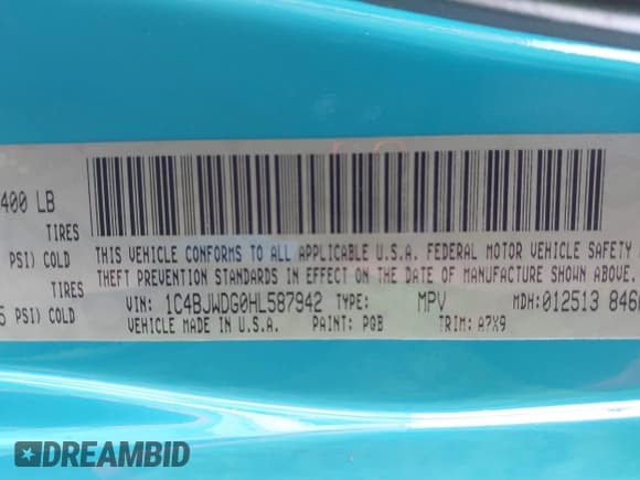 ✅ 2017 Jeep Wrangler Unlimited Sport • VIN: 1C4BJWDG0HL587942 • Lot: 43808464. Wystawiony na IAAI z przebiegiem 119 054 mil. Bezpłatny archiwum sprzedaży aukcyjnych z USA i szczegółowy raport historii pojazdu na DreamBid. Zdjęcie 9.