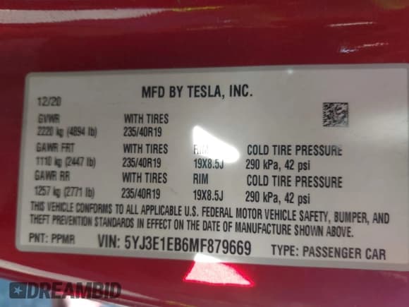 ✅ 2021 Tesla Model 3 Long Range • VIN: 5YJ3E1EB6MF879669 • Lot: 42332384. Wystawiony na IAAI z przebiegiem 81 548 mil. Bezpłatny archiwum sprzedaży aukcyjnych z USA i szczegółowy raport historii pojazdu na DreamBid. Zdjęcie 9.