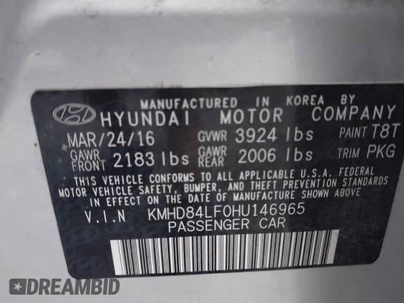 2017 Hyundai Elantra Limited с VIN KMHD84LF0HU146965, выставлен на аукционе IAAI как лот 42823093 с пробегом 149 019 миль миль и . История ставок и продаж доступна на DreamBid. Изображение 9.