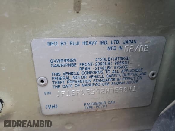 ✅ 2002 Subaru Forester L • VIN: JF1SF63592H759841 • Lot: 70664084. Listed on Copart with 203,561 mi. Free auction sales archive from the USA and detailed vehicle history report at DreamBid. Image 13.