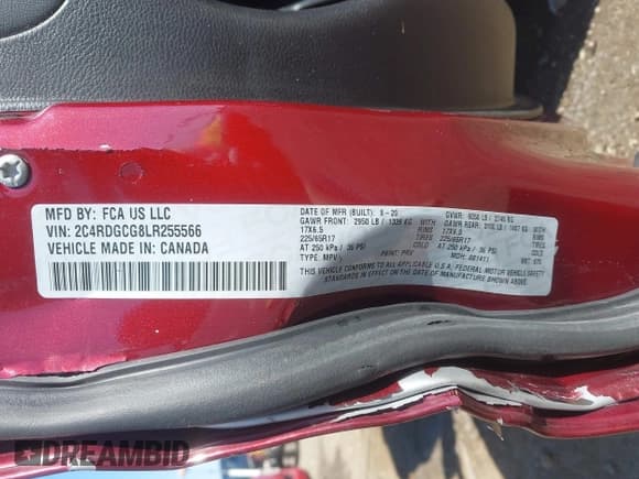 ✅ 2020 Dodge Grand Caravan SXT • VIN: 2C4RDGCG8LR255566 • Лот: 43438958. Опубликован ранее на IAAI с пробегом 42 325 миль. Бесплатный доступ к архиву аукционных продаж из США и подробный отчёт об истории автомобиля на DreamBid. Изображение 9.