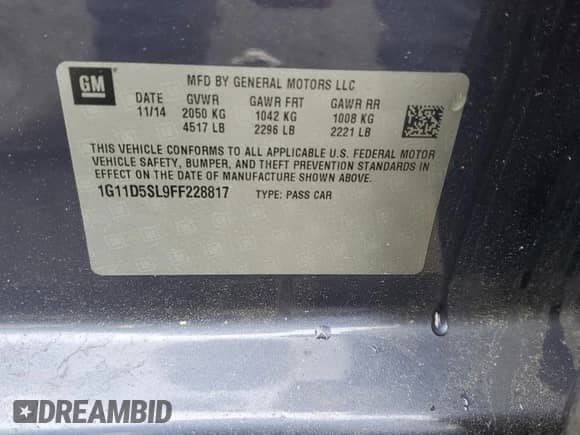 2015 Chevrolet Malibu LT z VIN 1G11D5SL9FF228817, wystawiony jako Copart lot #56378795 z przebiegiem 73 740 mil mil oraz Szkoda całkowita • Salvage title. Historia ofert i sprzedaży dostępna na DreamBid. Obrazek 12.