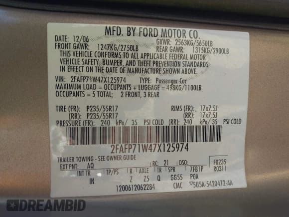 ✅ 2007 Ford Police Interceptor • VIN: 2FAFP71W47X125974 • Лот: 43206114. Опубликован ранее на IAAI с пробегом 161 800 миль. Бесплатный доступ к архиву аукционных продаж из США и подробный отчёт об истории автомобиля на DreamBid. Изображение 9.