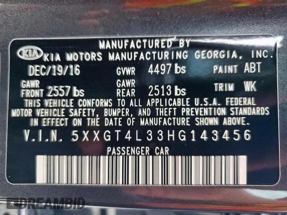 ✅ 2017 Kia Optima LX • VIN: 5XXGT4L33HG143456 • Lot: 93220175. Wystawiony na Copart z przebiegiem 196 066 mil. Bezpłatny archiwum sprzedaży aukcyjnych z USA i szczegółowy raport historii pojazdu na DreamBid. Zdjęcie 13.