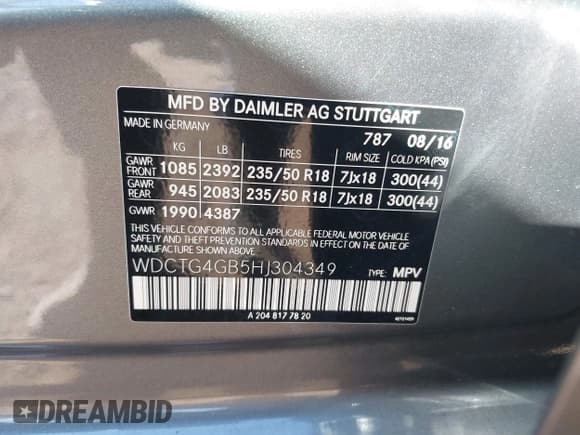 ✅ 2017 Mercedes-Benz GLA 250 • VIN: WDCTG4GB5HJ304349 • Lot: 43470568. Wystawiony na IAAI z przebiegiem 51 475 mil. Bezpłatny archiwum sprzedaży aukcyjnych z USA i szczegółowy raport historii pojazdu na DreamBid. Zdjęcie 9.