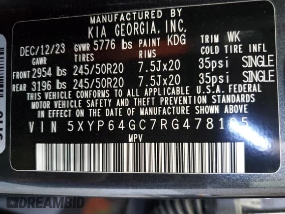 ✅ 2024 Kia Telluride S • VIN: 5XYP64GC7RG478105 • Lot: 53883025. Wystawiony na Copart z przebiegiem 14 920 mil. Bezpłatny archiwum sprzedaży aukcyjnych z USA i szczegółowy raport historii pojazdu na DreamBid. Zdjęcie 13.